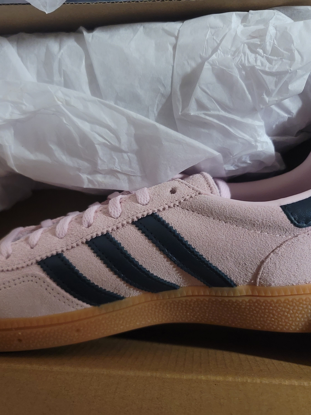 adidas Pink Suede Sneakers with Navy Stripes